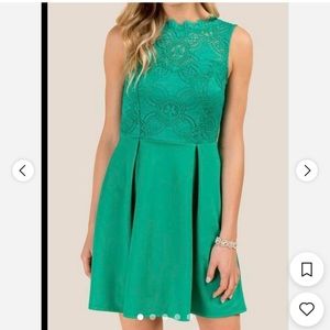 Francesca’s Allegra Pleated Sleeveless Dress With Lace
